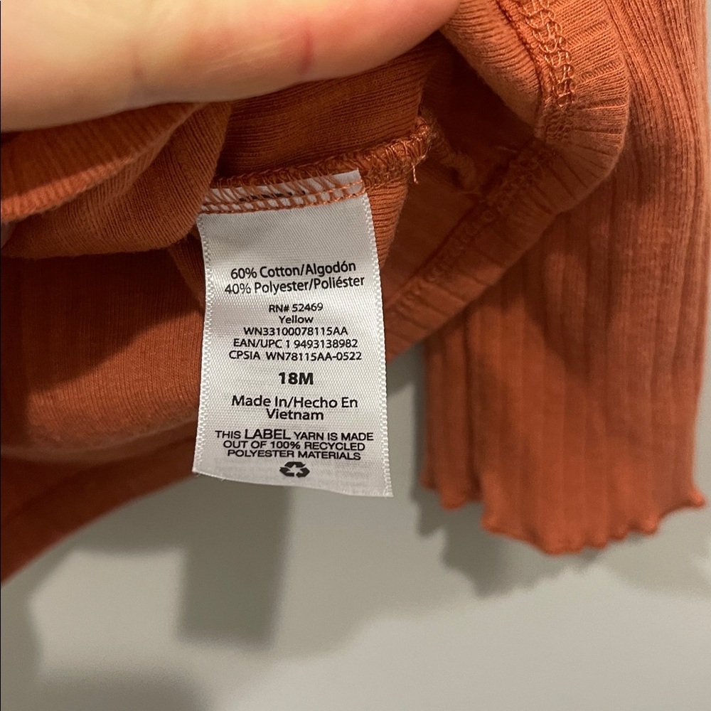 Wonder Nation 18M  Rust Ribbed Top - Picture 3 of 5